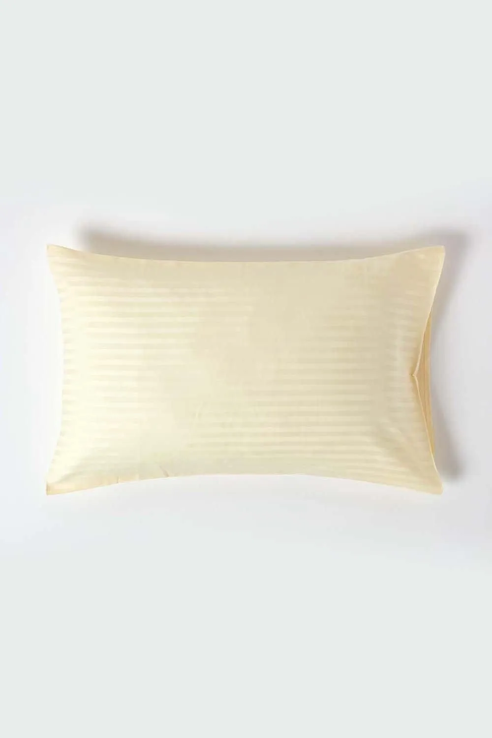 Homescapes Egyptian Cotton Satin Stripe Housewife Pillowcase 330 TC in Bright Yellow