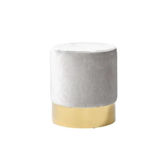 Aix Stool In Grey Velvet With Gold Plated Stainless Steel Base