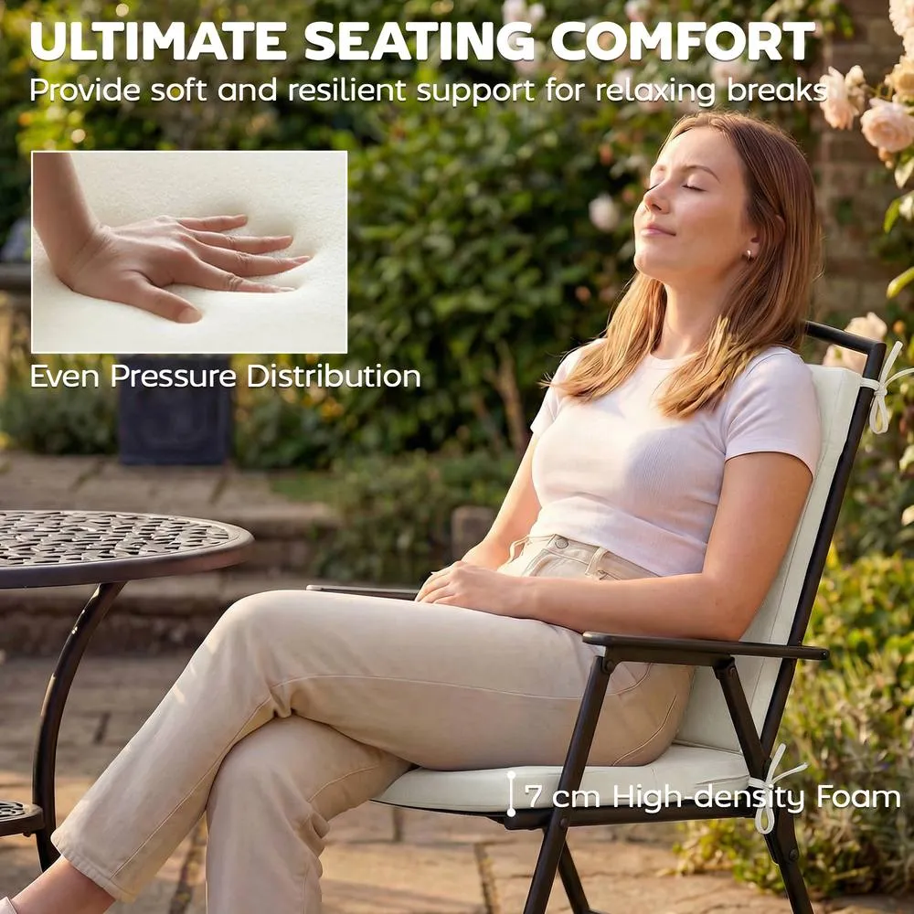 OUTSUNNY 2Pcs Garden Chair Cushions, Waterproof Seat Pads in Cream 4