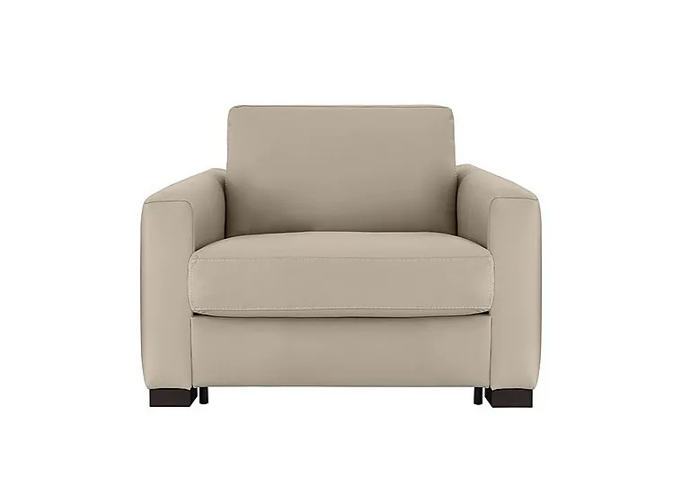 Alcova Leather Chair Sofa Bed with Box Arms - Torello Fango
