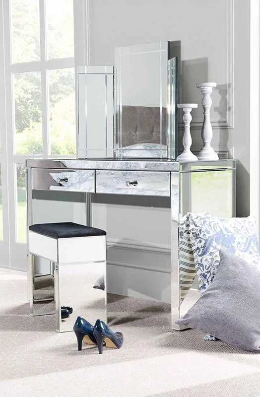 APHRODITE Mirrored Dressing Table & COLLETA Triple folding mirror
