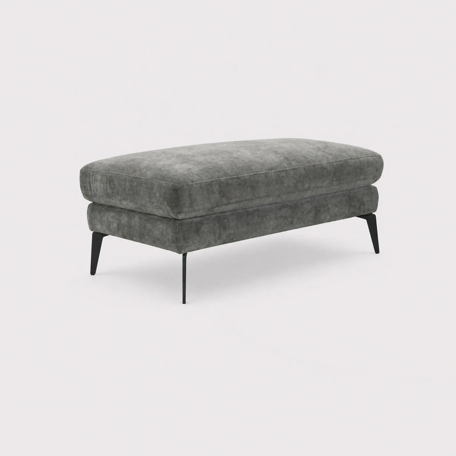 Zanuso Large Ottoman Footstool, Grey Fabric | Barker & Stonehouse