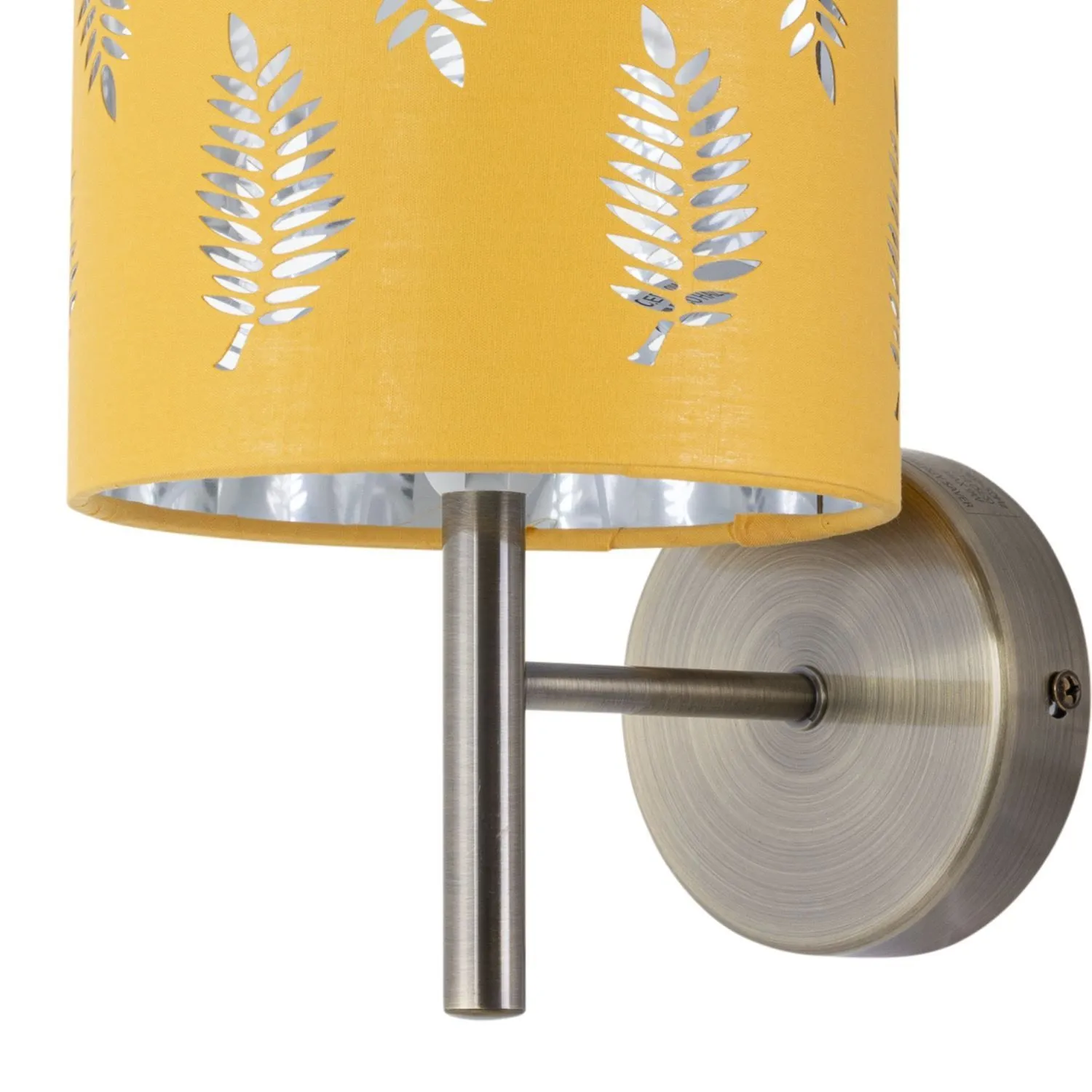 First Choice Lighting Set of 2 Brea - Antique Brass Wall Lights with Ochre Fern Shades in Gold 3