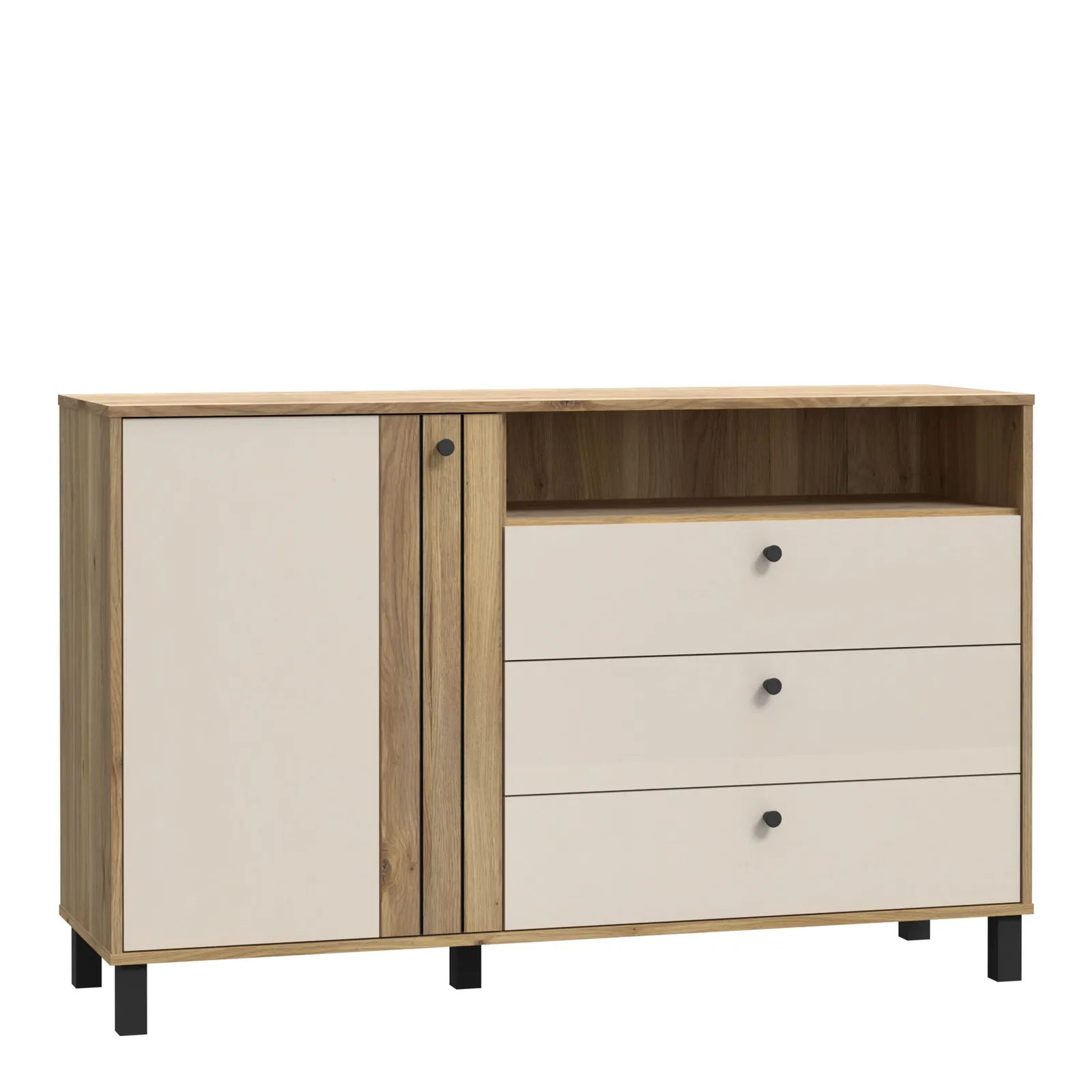 Furniture To Go Grafton 1 Door 3 Drawer Chest In Cream & Oak