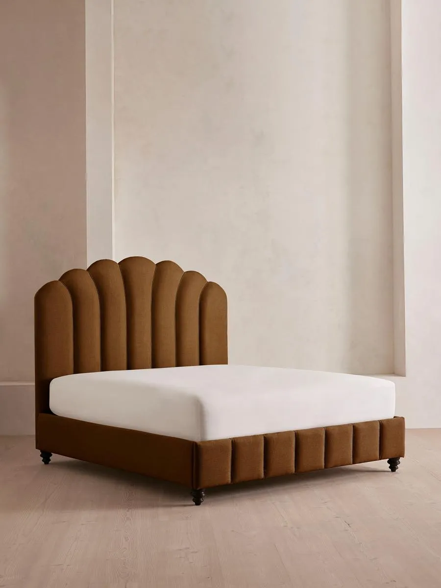 Manette Bed, with Twisted Cord, King, Linen, Terracotta
