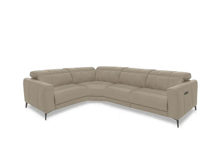Ezra Leather Power Recliner Left Hand Facing Corner Sofa with Power Headrests - Oyster