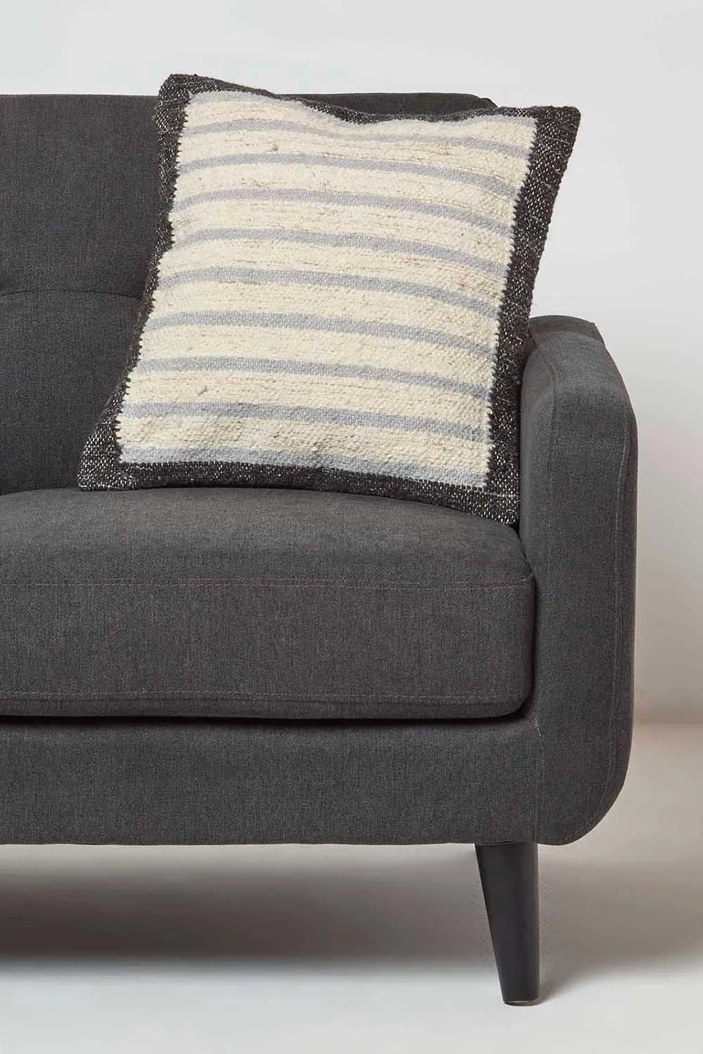 Homescapes Veria Handwoven Grey Stripe Kilim Cushion 2