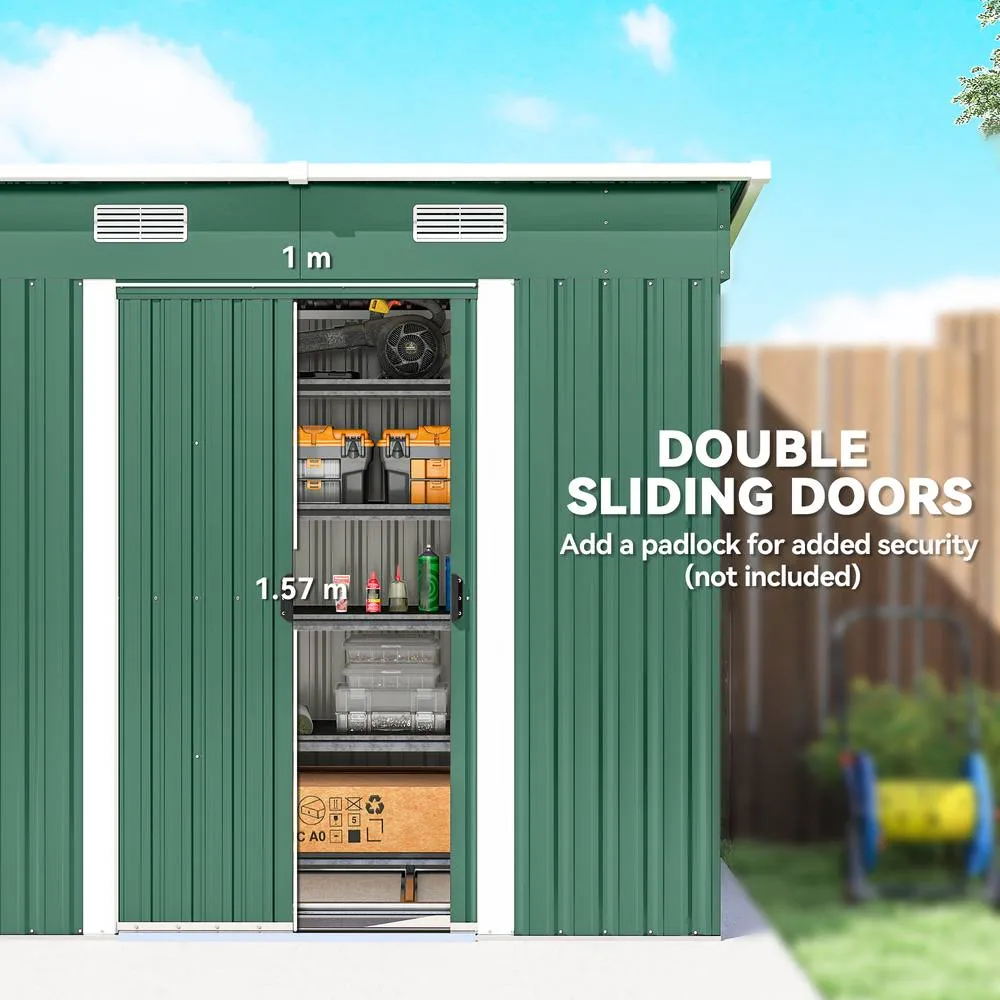 OUTSUNNY 7 x 4ft Outdoor Garden Storage Shed for Garden Green 6