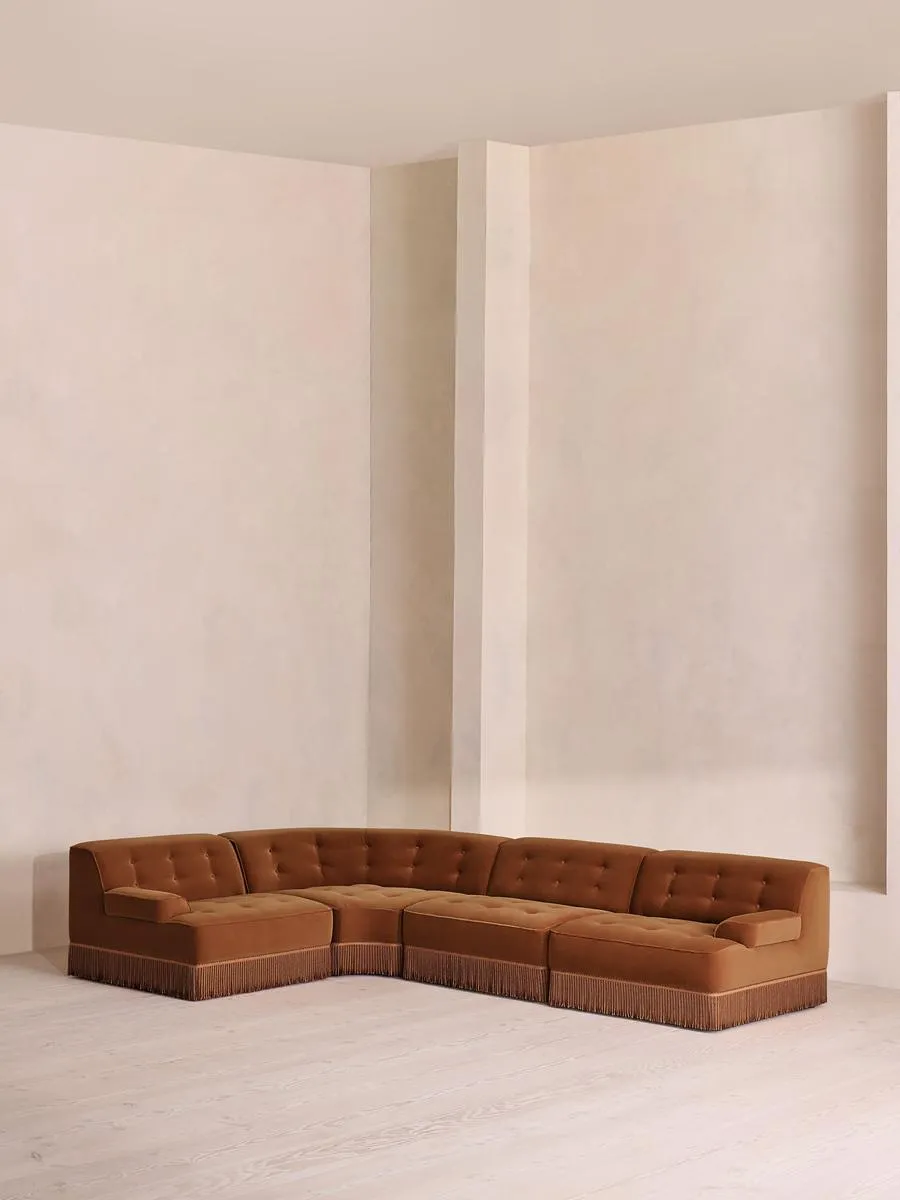 Elowen Modular Sofa, L-Shape Sofa, Velvet, Cinnamon