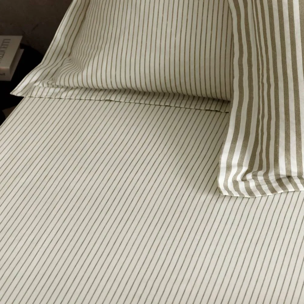 Yard Hebden Narrow Stripe 100% Cotton Fitted Sheet in Brown 2