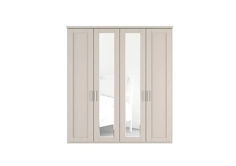 Kempton 4 Door Hinged Wardrobe with Mirrors - Champagne