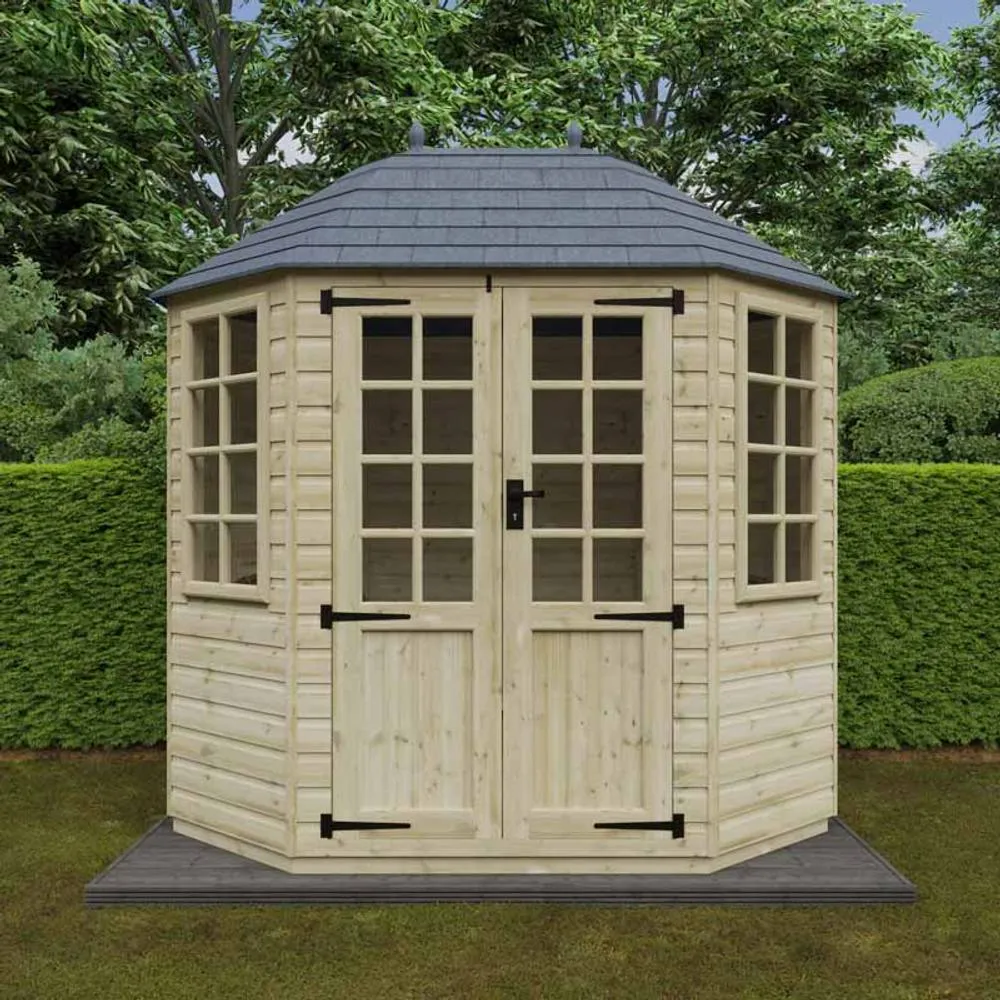 Buttercup Farm 8 x 6 Feet Tanalised Octagonal 16mm Shed - Solid Wood/Softwood/Pine in Natural 3