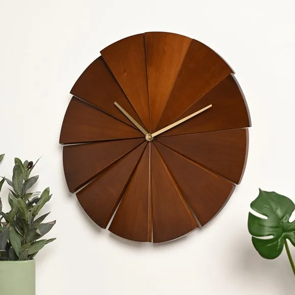 Interval Segmented Pine Round Wall Clock 6
