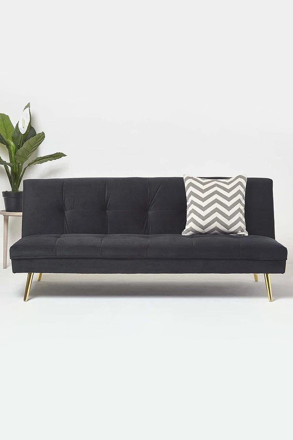 Homescapes Laurie Velvet Click Clack Sofa Bed in Black 2