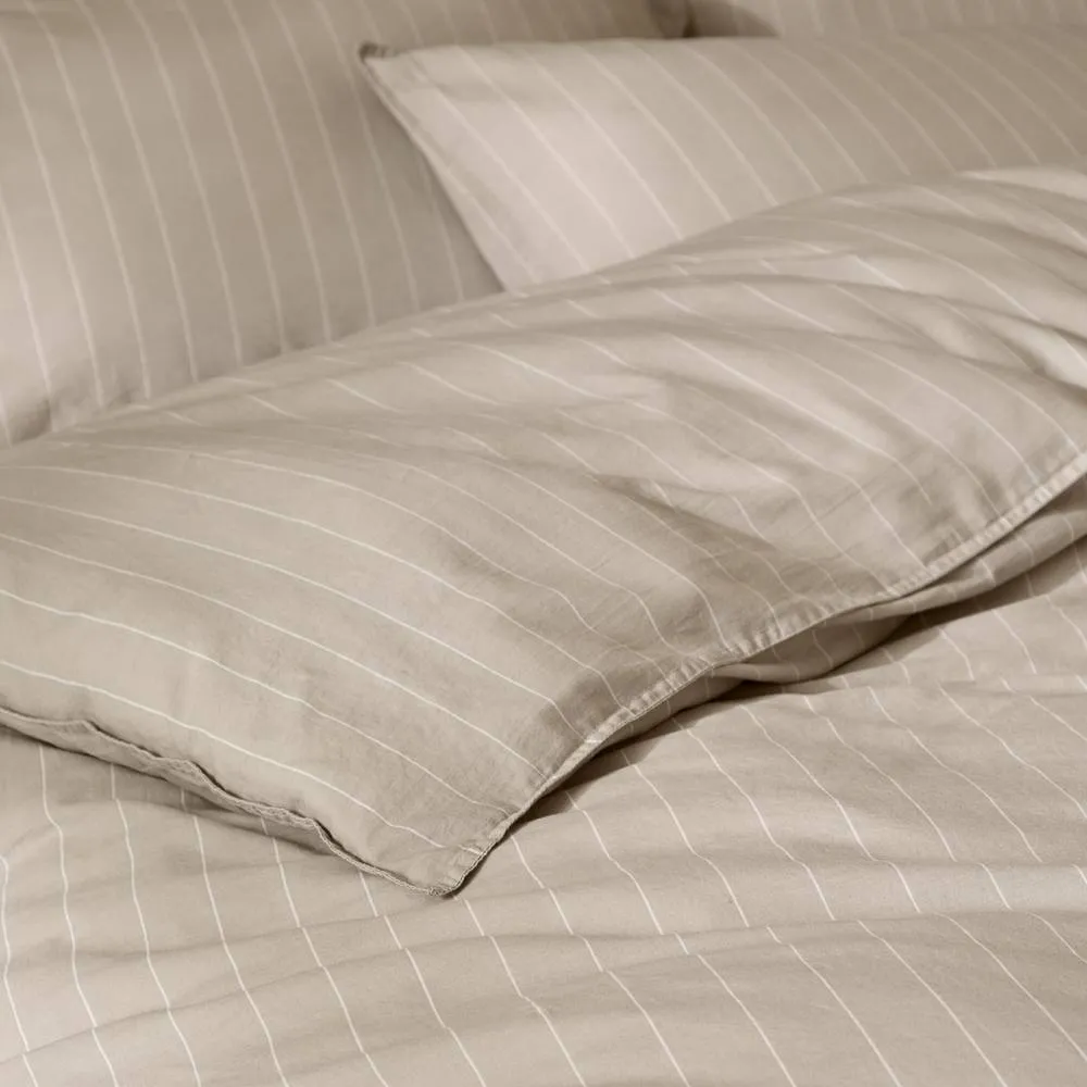 Yard Linear Striped 100% Cotton Duvet Cover Set in Natural 4