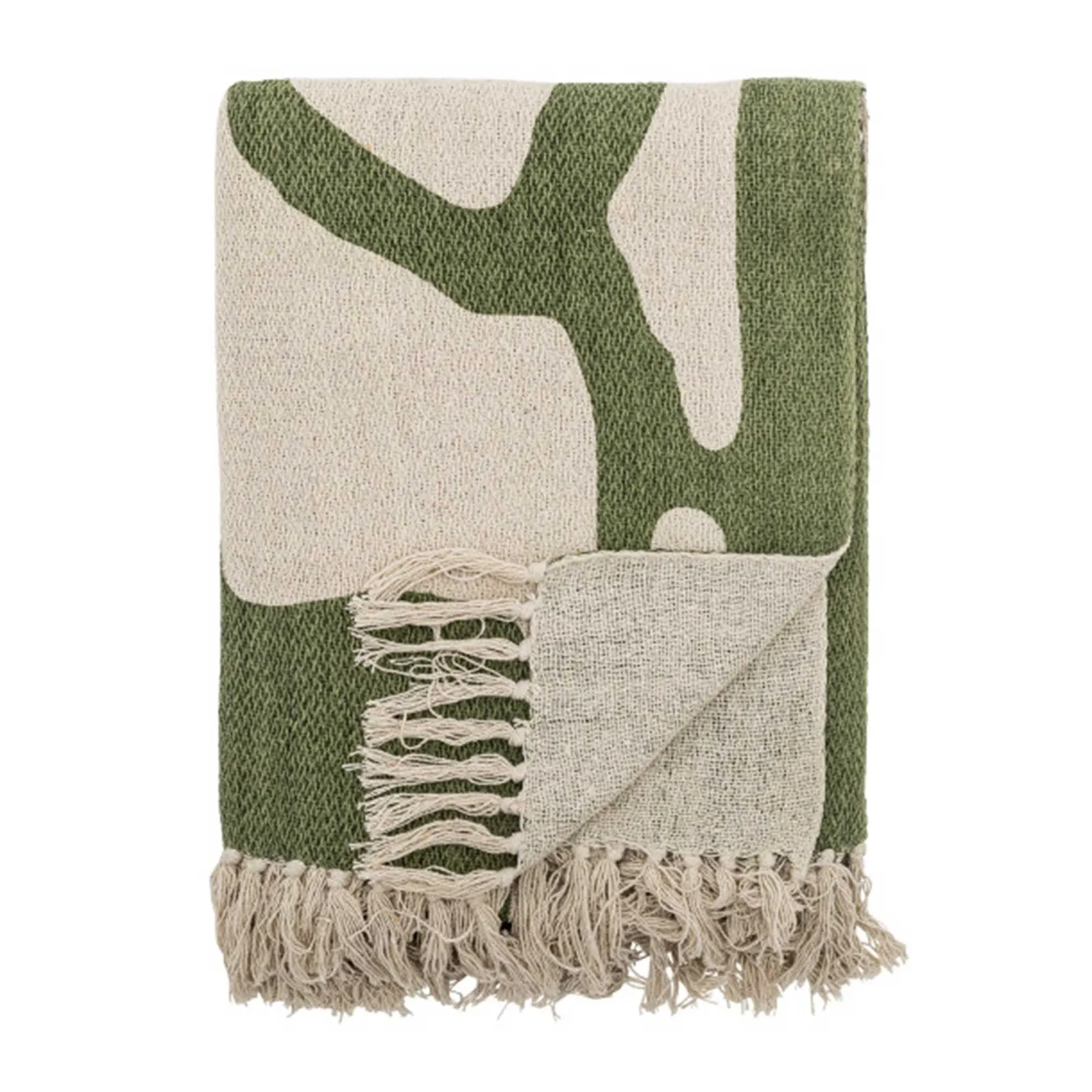 Forest Green Recycled Cotton Throw Blanket Cotton Blend | Barker & Stonehouse