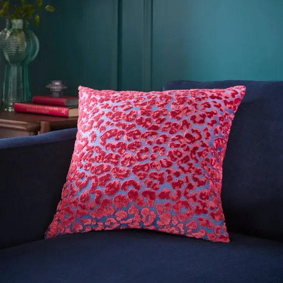 Velvet Leopard Print Square Cushion