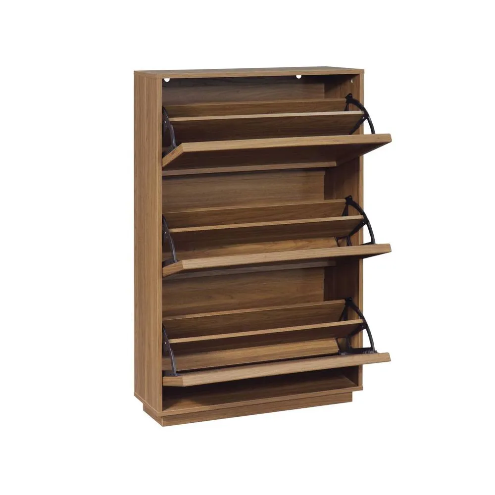 sweeek Shoe cabinet with 3 flip drawers wood decor in Dark Brown 4