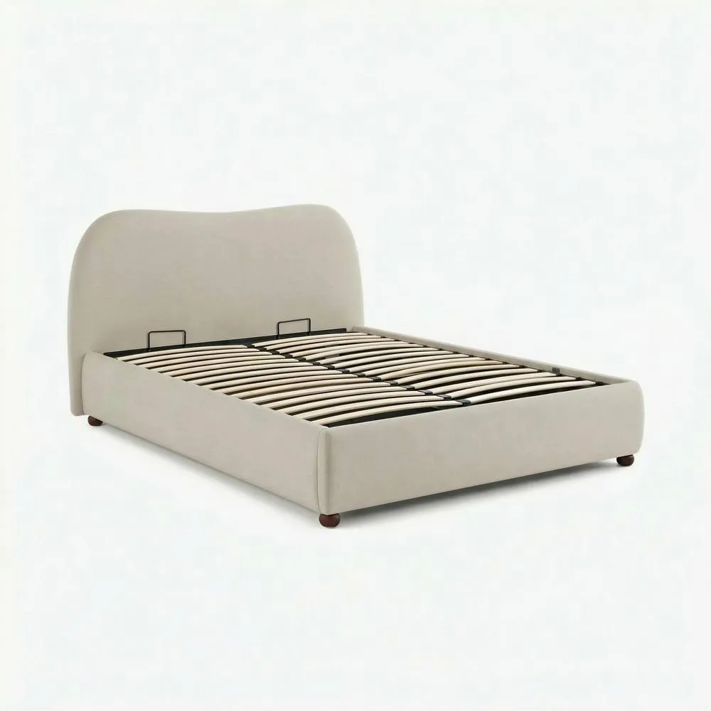 FurnitureboxUK Mabel Cream Fabric Ottoman King Size Bed Frame 5