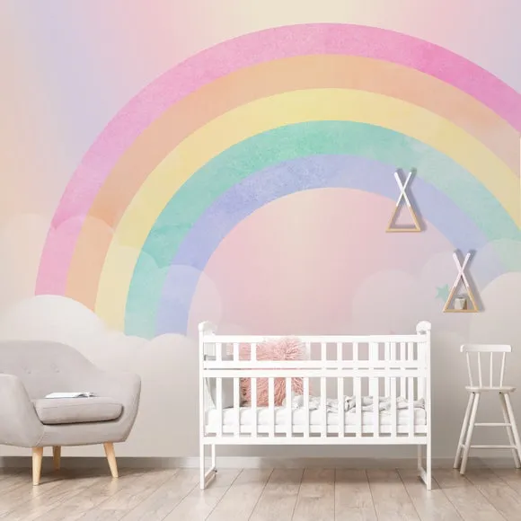 Watercolour Rainbow Wall Mural 2