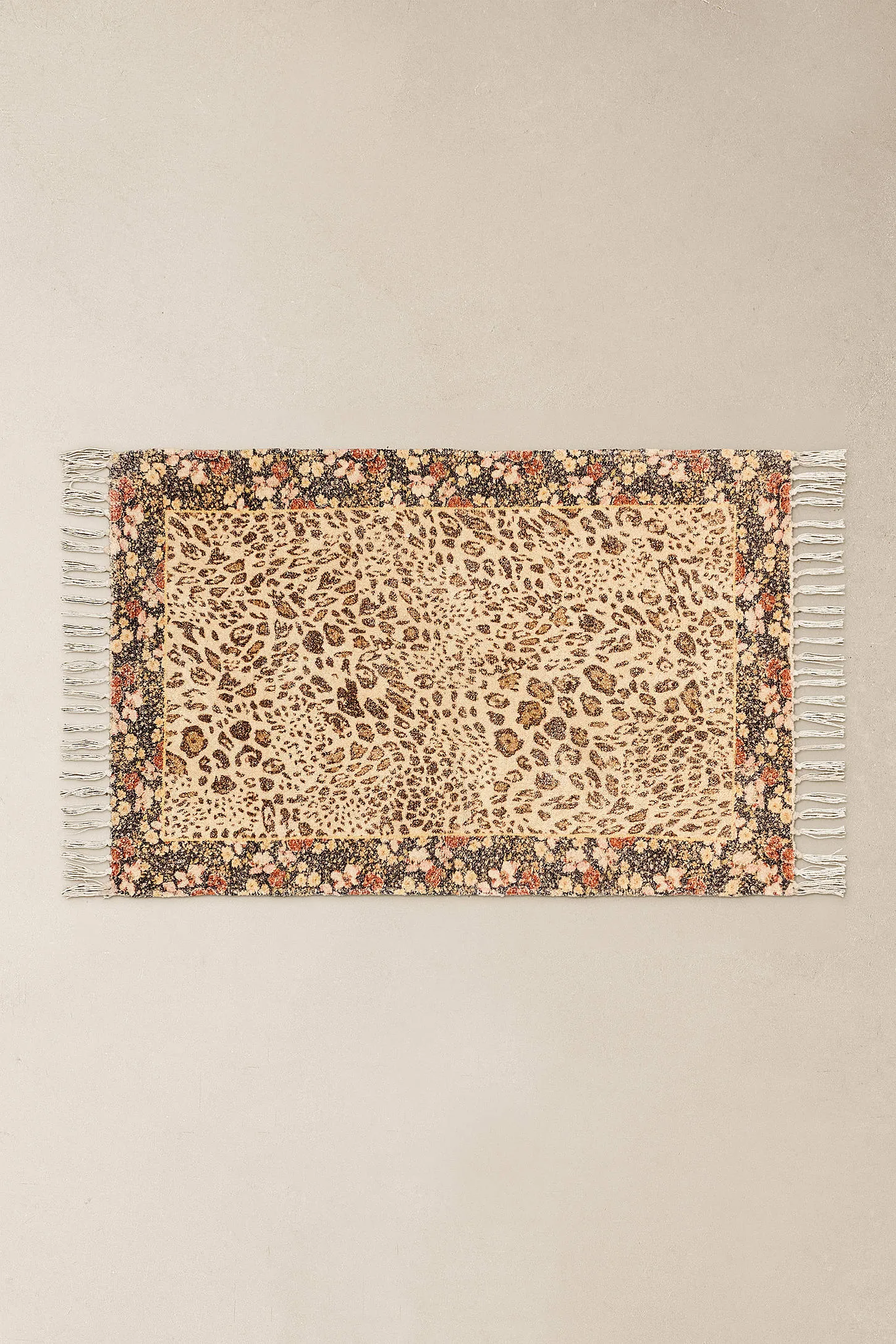 Floral Leopard Print 2x3ft / 60x90cm Rug - Neutral