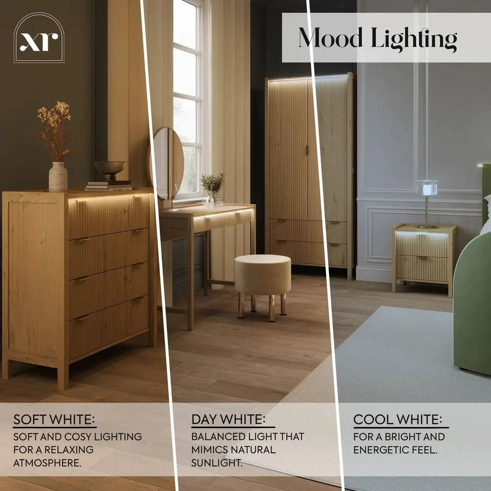 X Rocker XR Living Dak ota Dressing Table with 2 Drawers & LED Lights - Oak in Light Oak 5