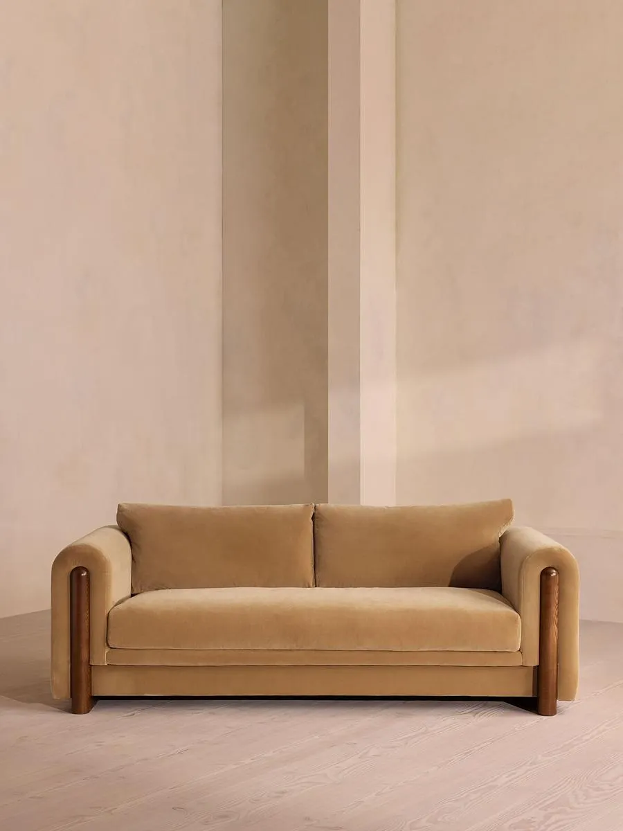 Farrell Three Seater Sofa, Velvet, Camel