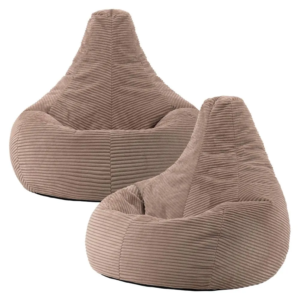 icon Dalton Cord Adult Bean Bag Chair, Set of 2 in Brown
