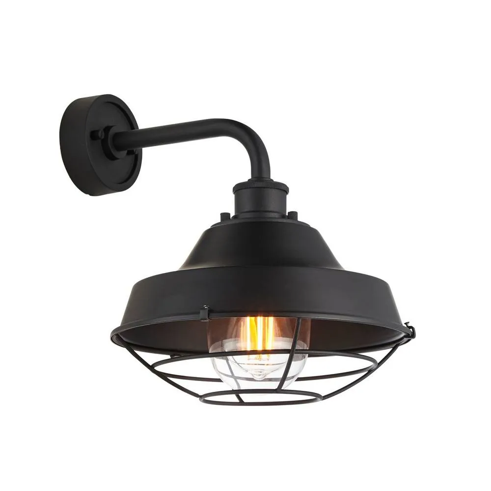Netlighting Brindisi Outdoor Dome Wall Lamp Textured Matt Black Clear Glass
