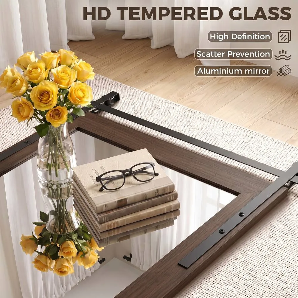 HOMCOM Farmhouse Rectangle Mirror, 86.5 x 61 cm, Dark Brown 6