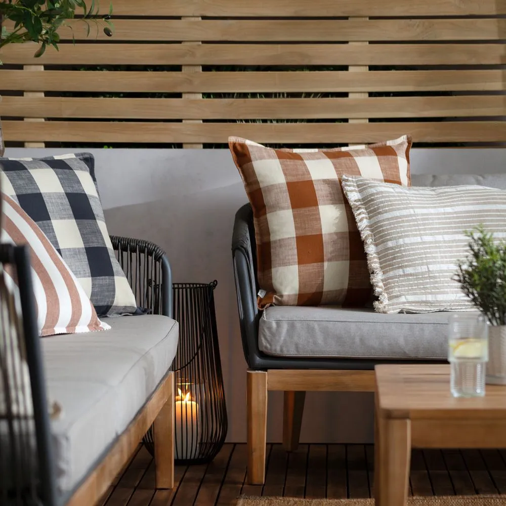 Yard Chesil Check 100% Cotton Outdoor Cushion in Navy 5