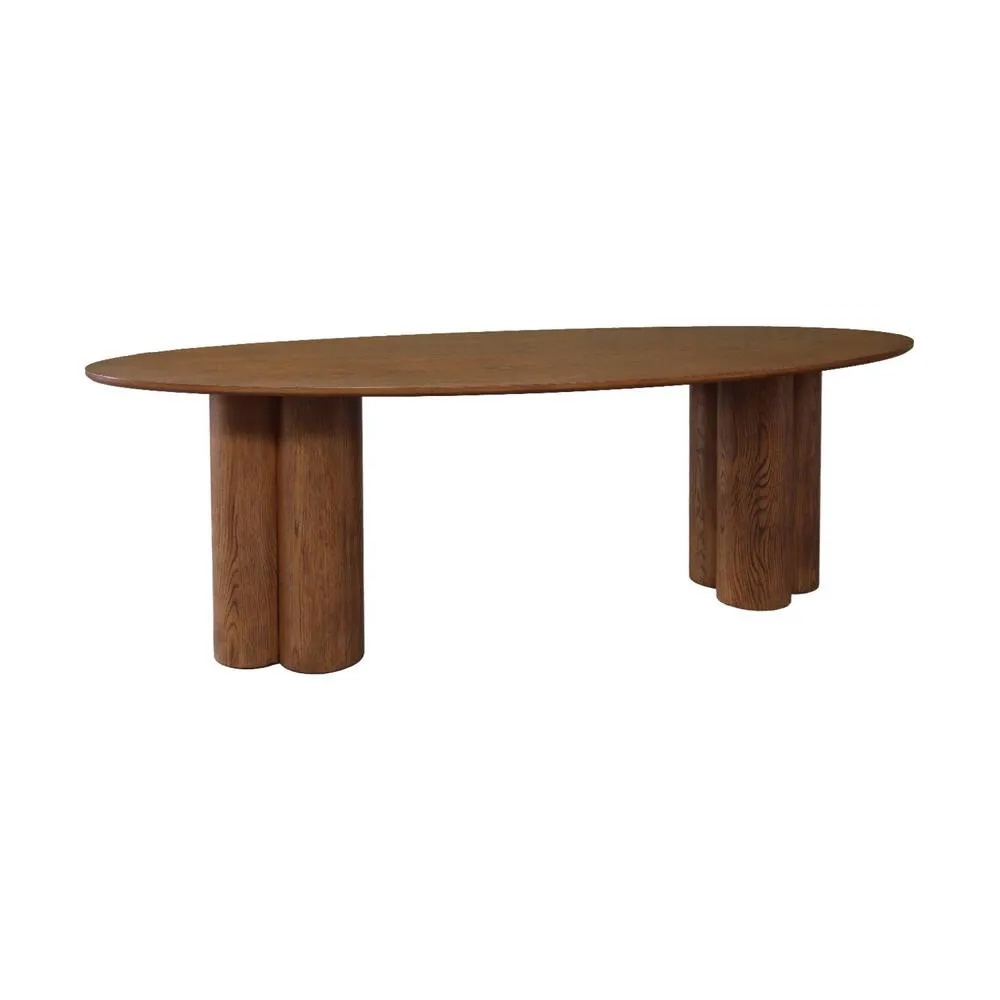 sweeek 8-seater oval dining table, rubberwood & oak veneer in Dark Brown 2