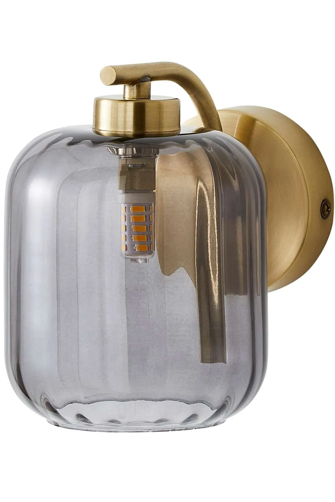 ValueLights Amelie Gold Stem Single Ribbed Glass Lamp Wall Light with LED Bulbs 6
