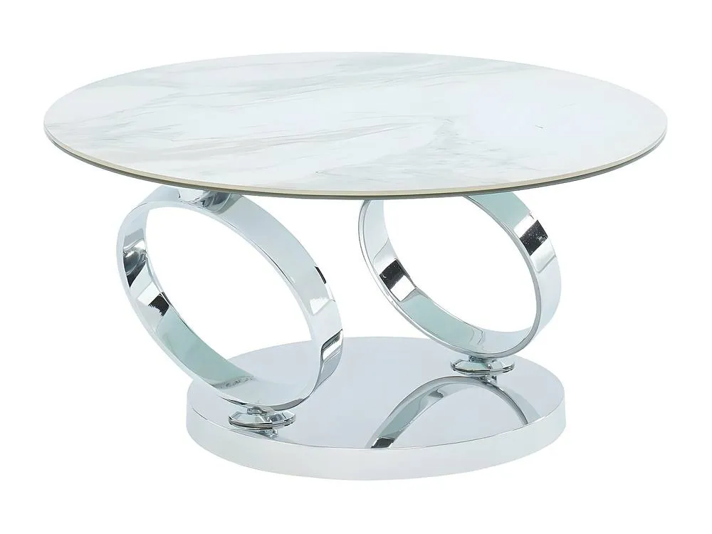 Vente-unique Coffee Table With Swivelling Trays - Ceramic & Tempered Glass - White in Clear 6