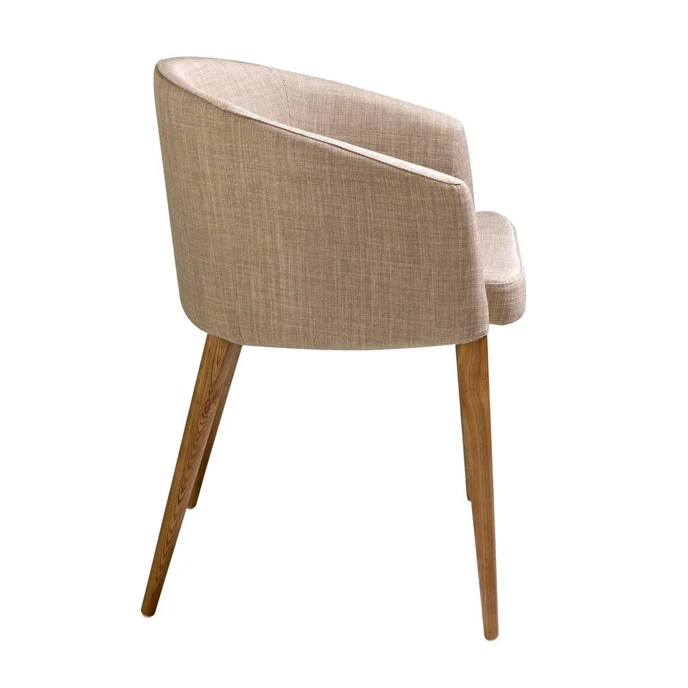 Angel Cerda Beige Upholstered Dining Chair with Armrests and 6