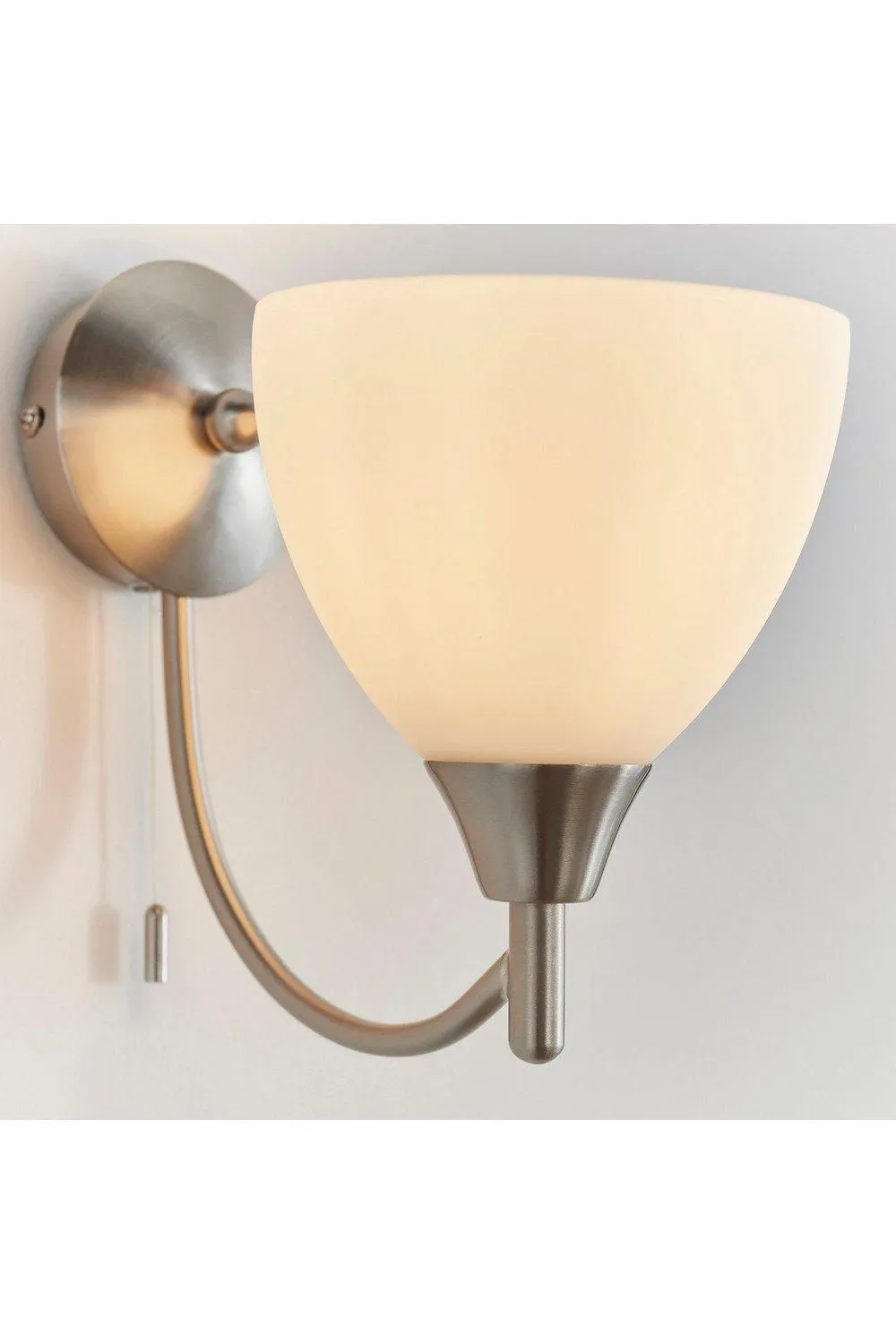 Netlighting Alton 1 Light Wall Light Satin Chrome with Matt Opal Glass Shade E14 in Grey 6
