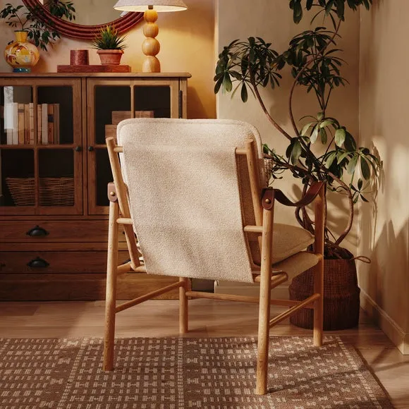 Explorer Wooden Frame Boucle Accent Chair 2