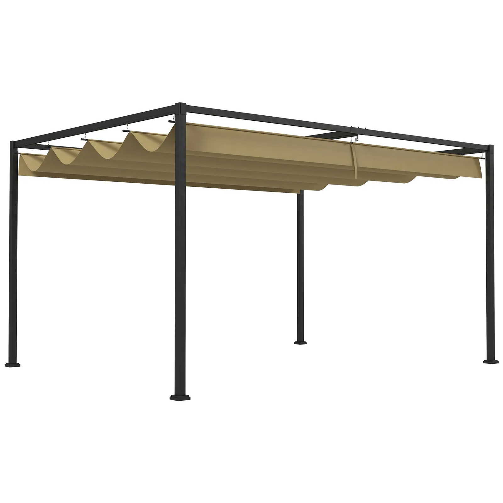 OUTSUNNY 4x3(m) Metal Pergola Gazebo Patio Sunshelter Retractable Canopy in Khaki 2