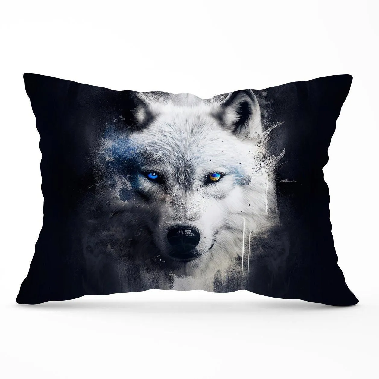 Warren Reed - Designer White Wolf Face Splashart Dark Backgrouns Cushions