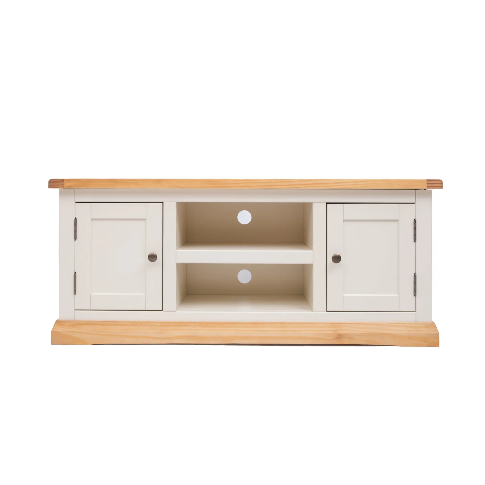 Cabinet Bits Trevi Off-White 2 Door TV Cabinet Brass Knob