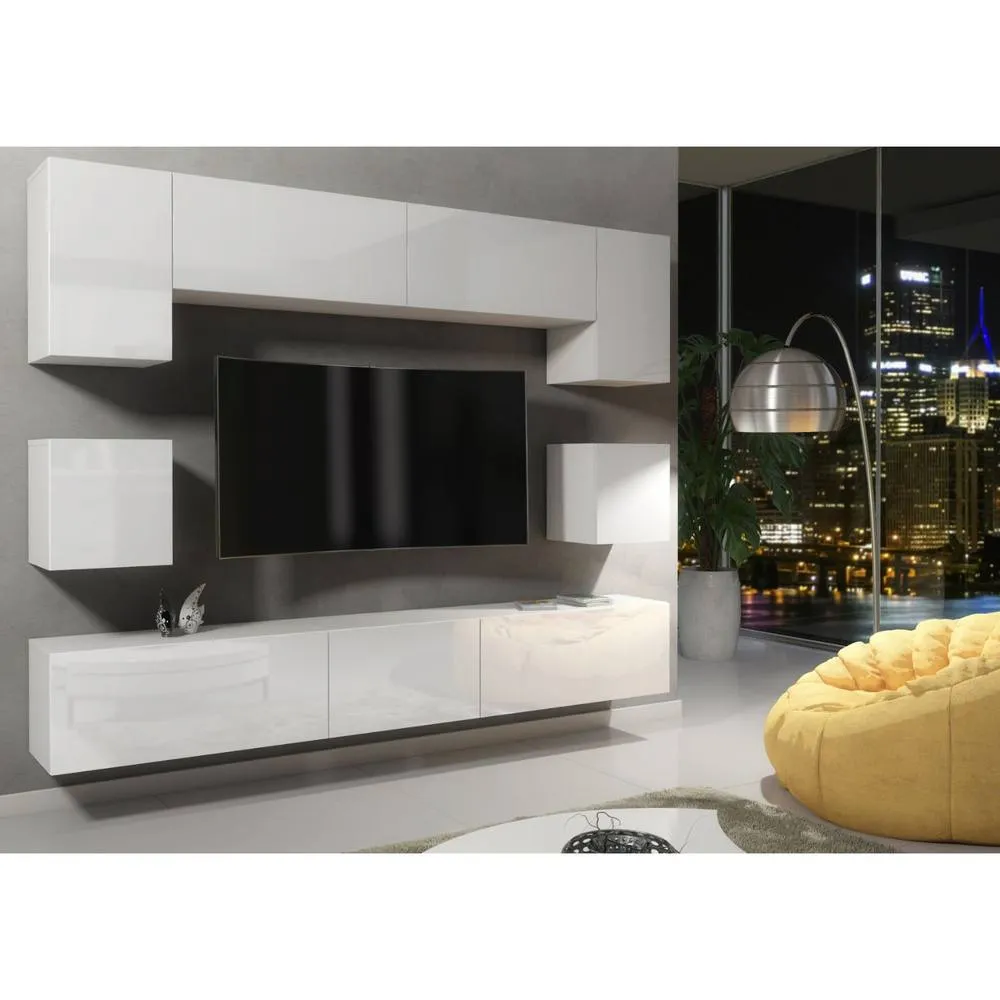 Creative Furniture Panorama Wall TV Unit - White with Gloss Doors 4