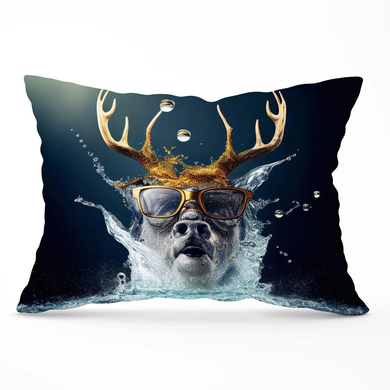 Warren Reed - Designer Stag Splashart Cushions in Grey