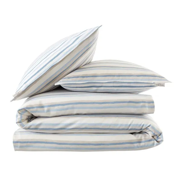 Emily Bond Brushed Somerset Stripe 100% Cotton Duvet Cover & Pillowcase Set 6