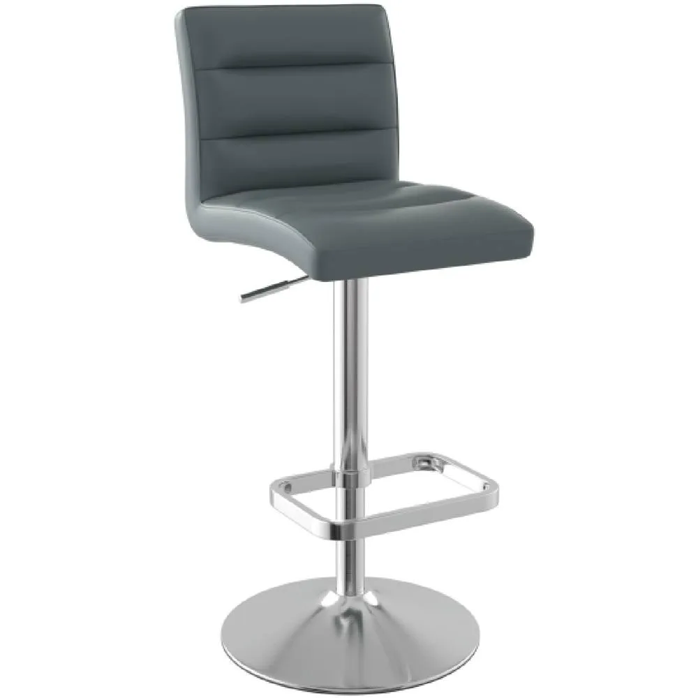 netfurniture Swank Brushed Steel Bar Stool With Faux Leather Padded Seat Grey 3