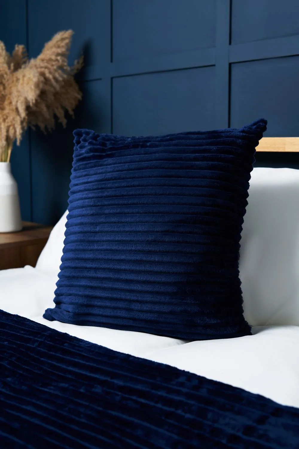 BHS Luxury Ribbon Velvet Cushion in Navy 1