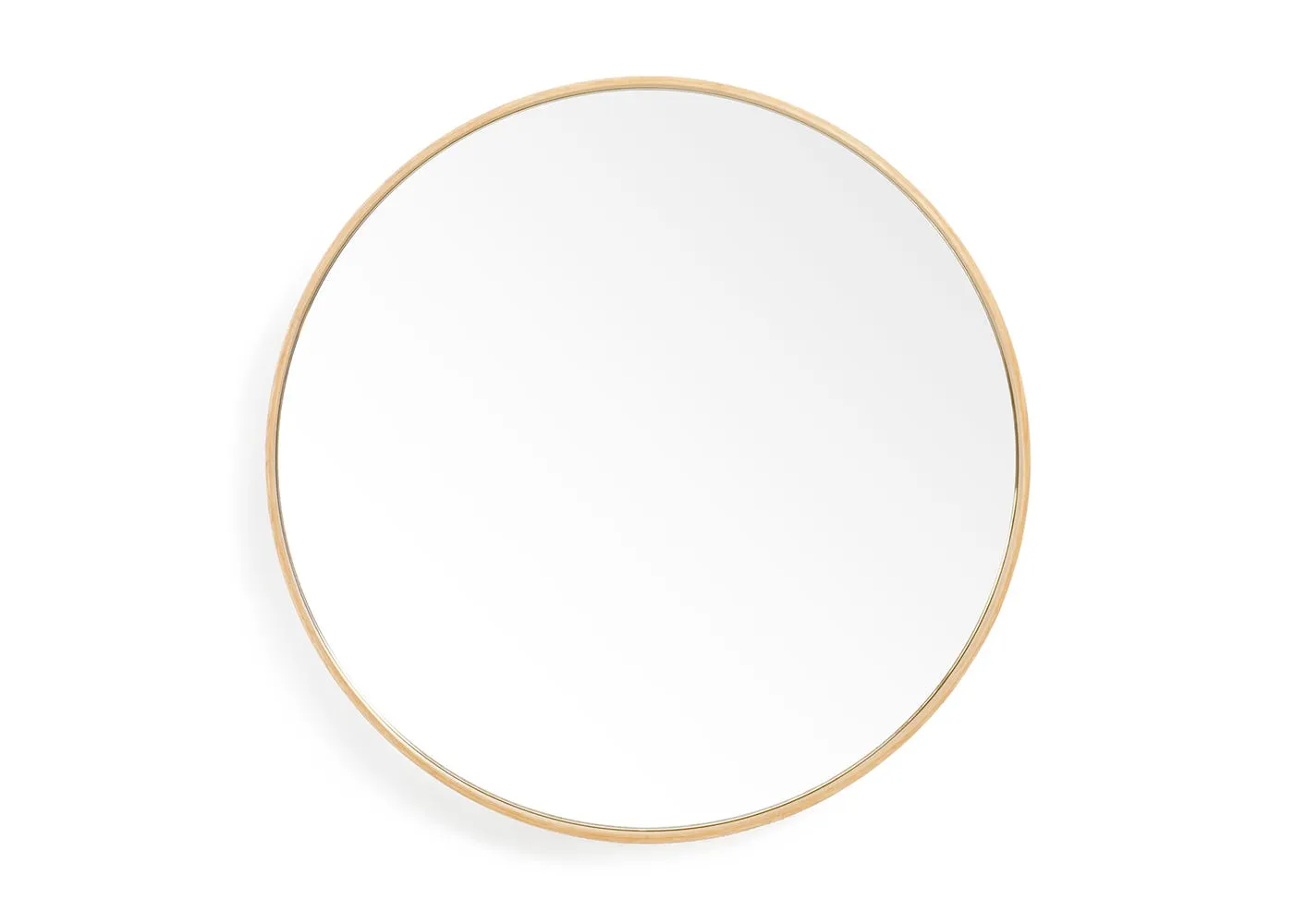 Wireworks Glance Round Wooden Mirror Natural Oak 45cm