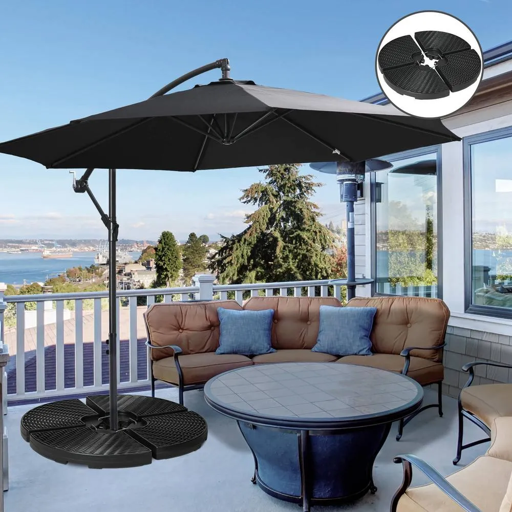 OUTSUNNY 4PCs Parasol Bases Umbrella Weights w/ Handles for Garden Patio, Black