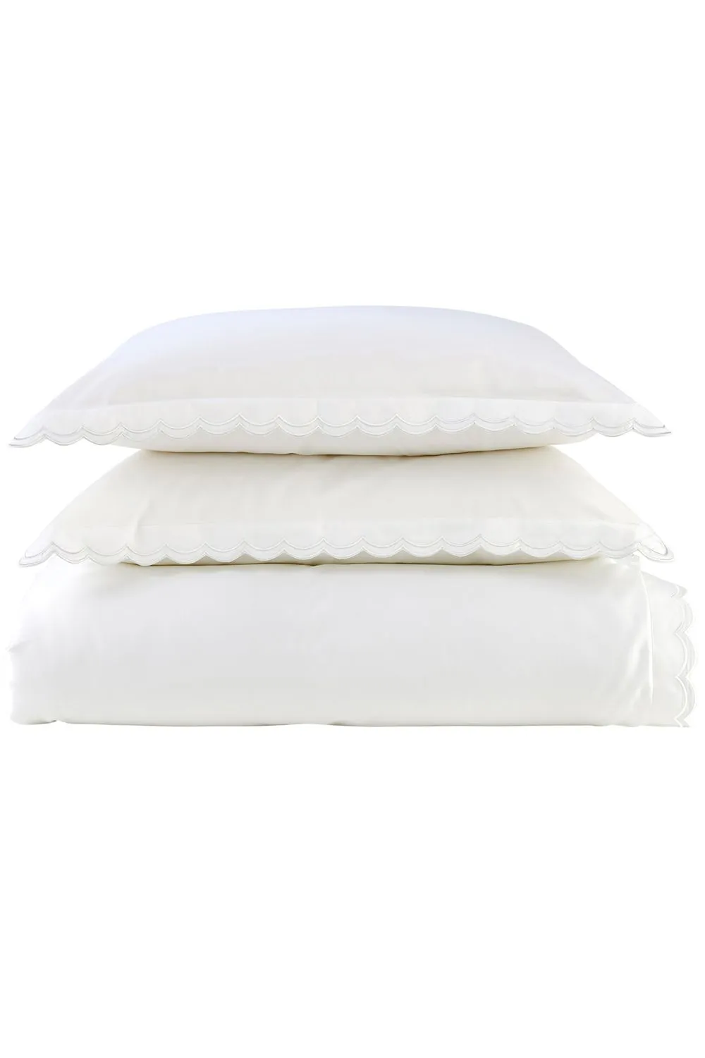 CHRISTY Scallop Edge Cotton Sateen Duvet Sets in White 2