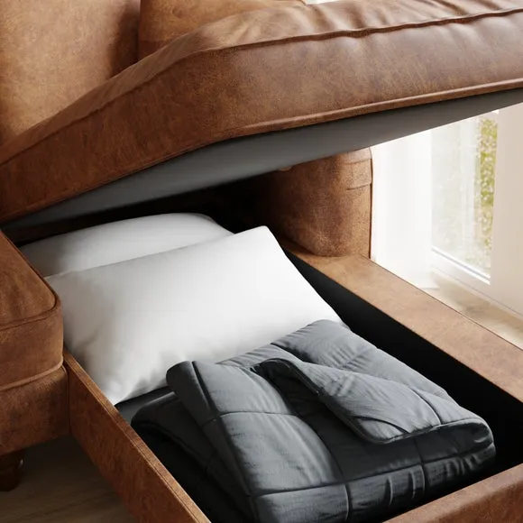 Beatrice Relaxed Faux Leather Corner Storage Sofa Bed 3