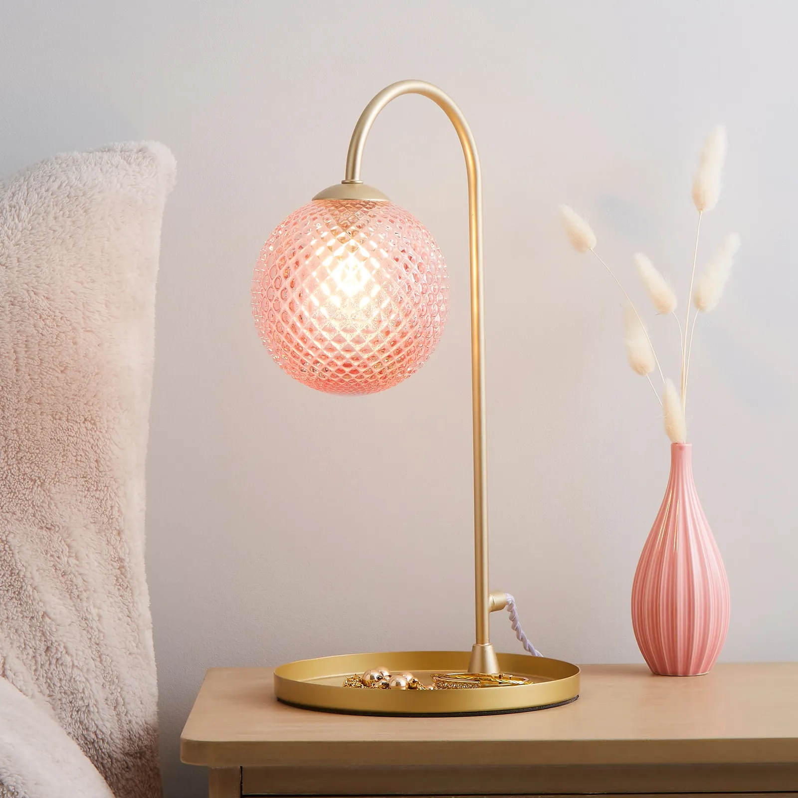 Elodie Trinket Tray Table Lamp Gold